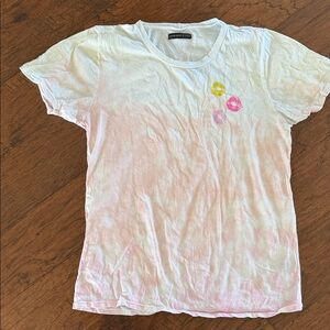 Womens White Tie-Dye Kiss Graphic Tee